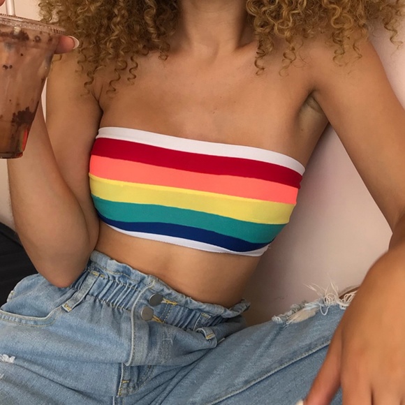 LiveChicStyle Tops - Pride Rainbow Tube Stop, NEW Rainbow Bandeau